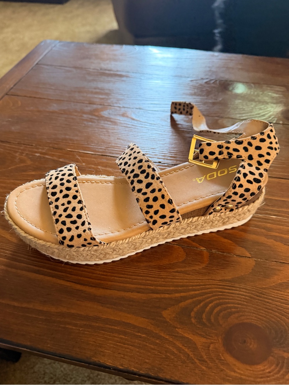 Soda Leopard Print Platform Espadrille Sandals - Tan/Black